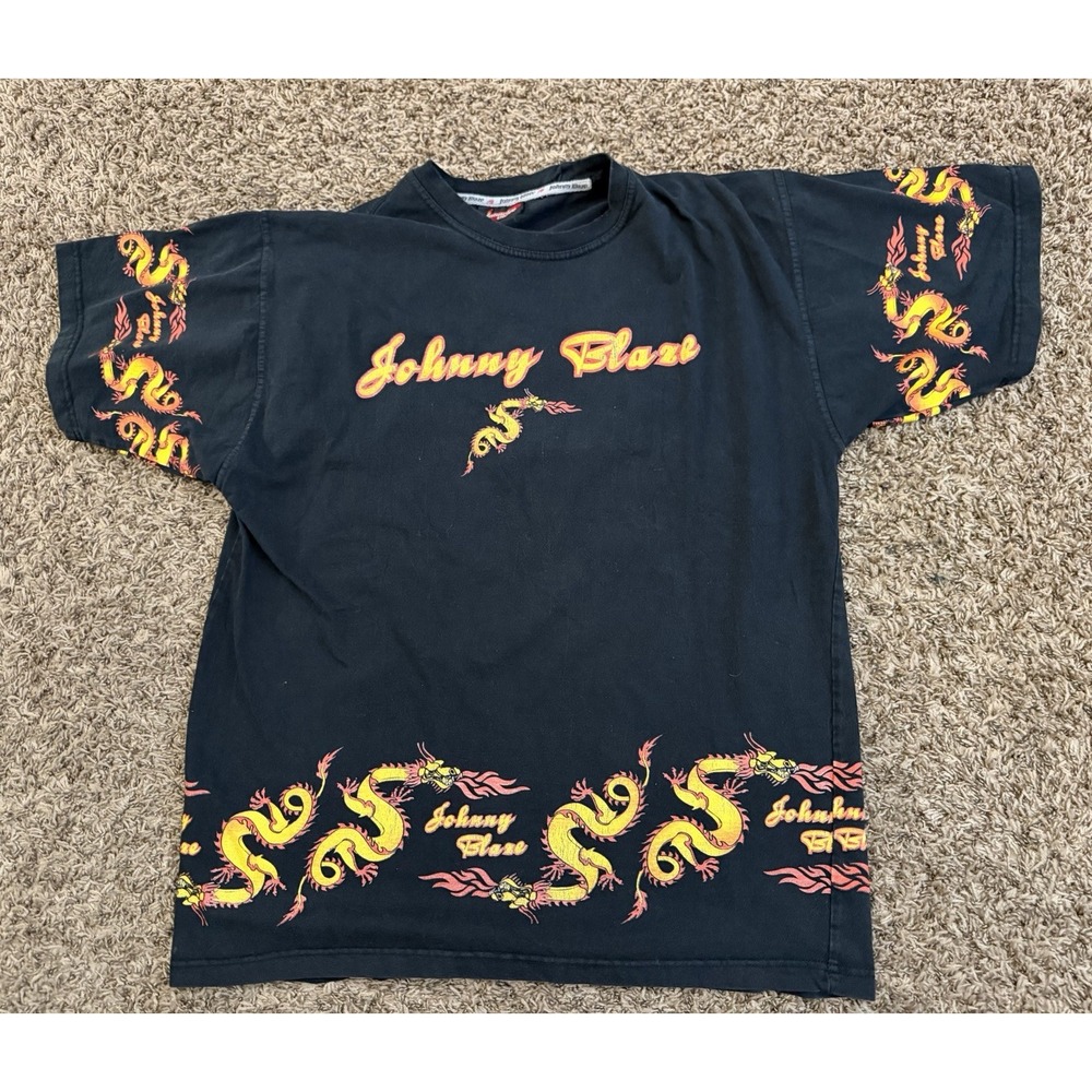 Vintage 90's Y2K Johnny Blaze Wu Tang Dragon AOP Baggy Hiphop Mens Size Large